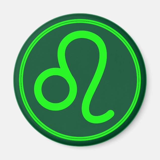 Íman Símbolo Zodíaco Leo Contraste Verde (Frente)