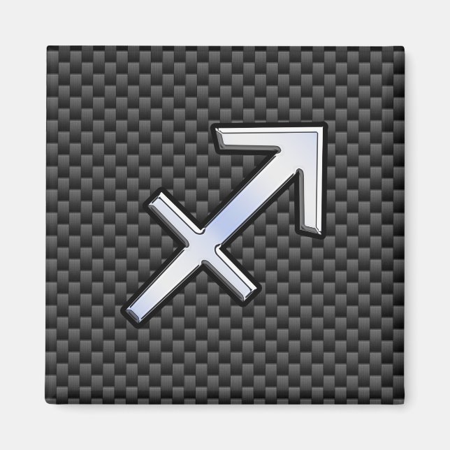 Íman Símbolo Zodíaco Sagitário Símbolo Carbono Fibra de (Frente)