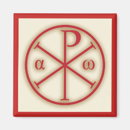 Íman Símbolos de Jesus Cristo: Chi-Rho, Alpha e Omega
