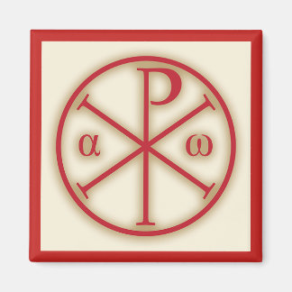 Íman Símbolos de Jesus Cristo: Chi-Rho, Alpha e Omega