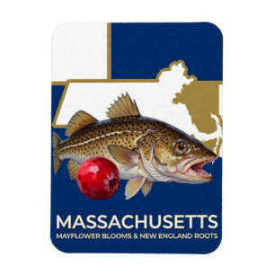 Íman Símbolos do Bacalhau de Massachusetts e do Estado
