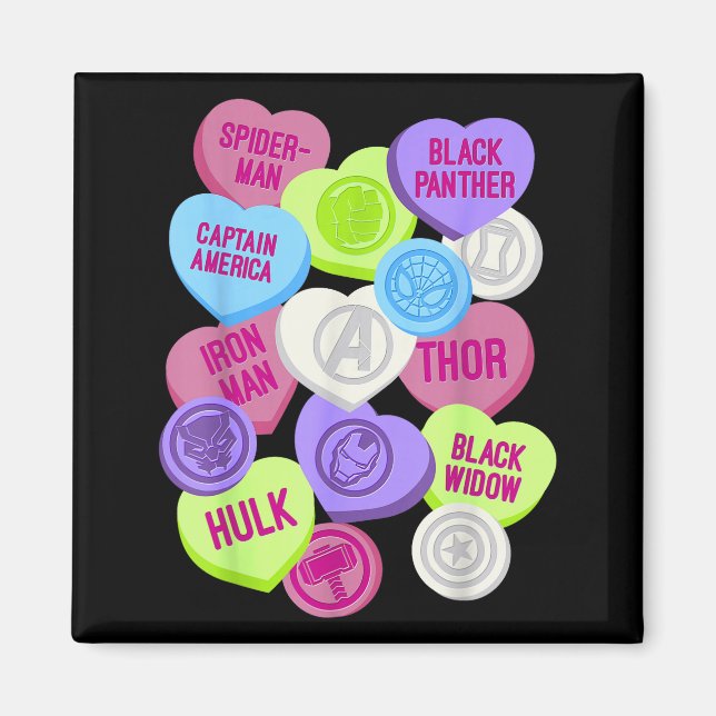 Íman Símbolos do Marvel Avengers Doces Corações Dia dos (Frente)