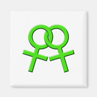 Íman Símbolos femininos verdes conectados Magnet 03
