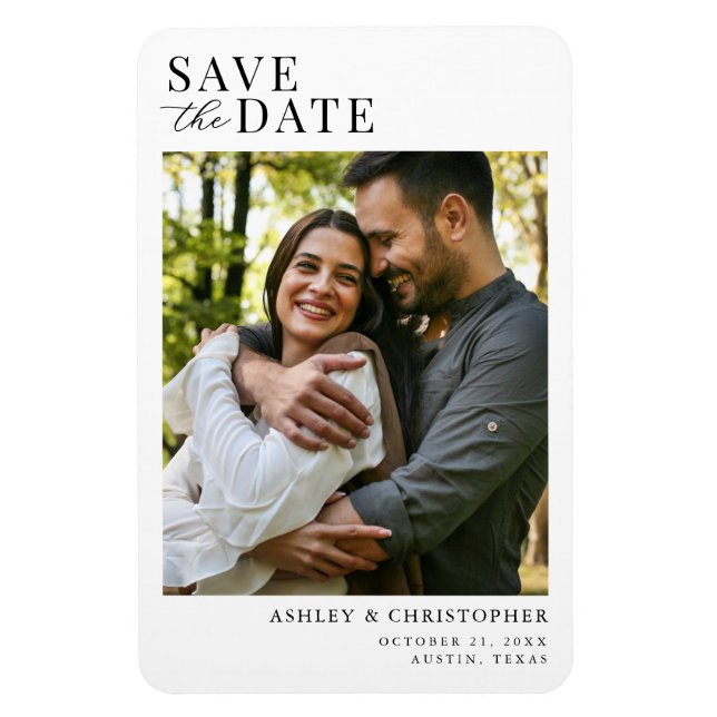 Íman Simple Elegant Photo Wedding Save the Date (Vertical)