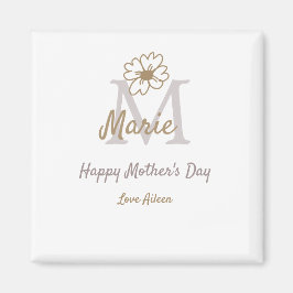 Íman simple minimal mother's day monogram golden gray f