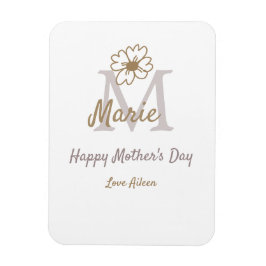Íman simple minimal mother's day monogram golden gray f