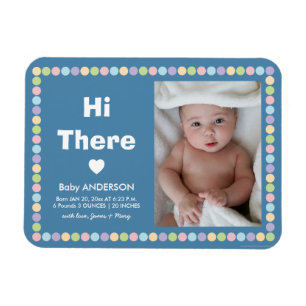 Íman Simple Modern Baby Boy Photo Birth Announcement