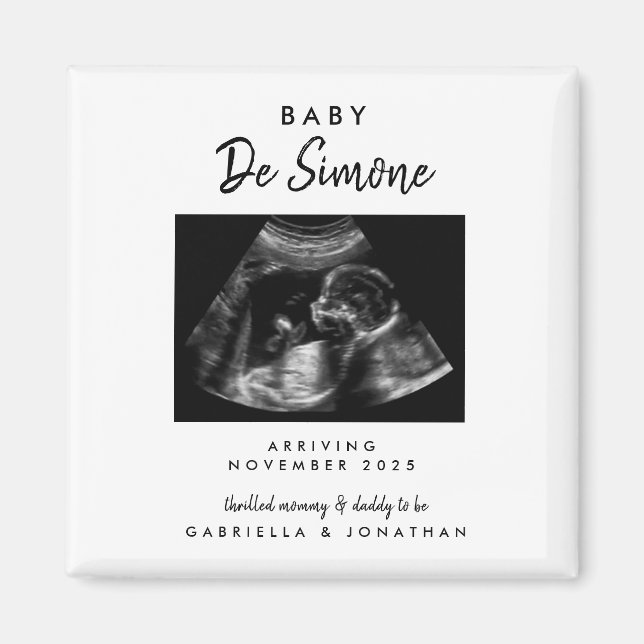 Íman Simple Typography Sonogram Photo Pregnancy (Frente)