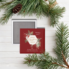 Íman Simples Aquarela Natal Vermelho Botânico Denominad
