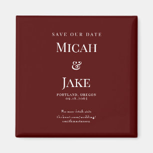 Íman Simples Casamento Maroon e Branco Salve nossa Data