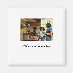 Íman simples colagem de fotos com nome da família mamãe