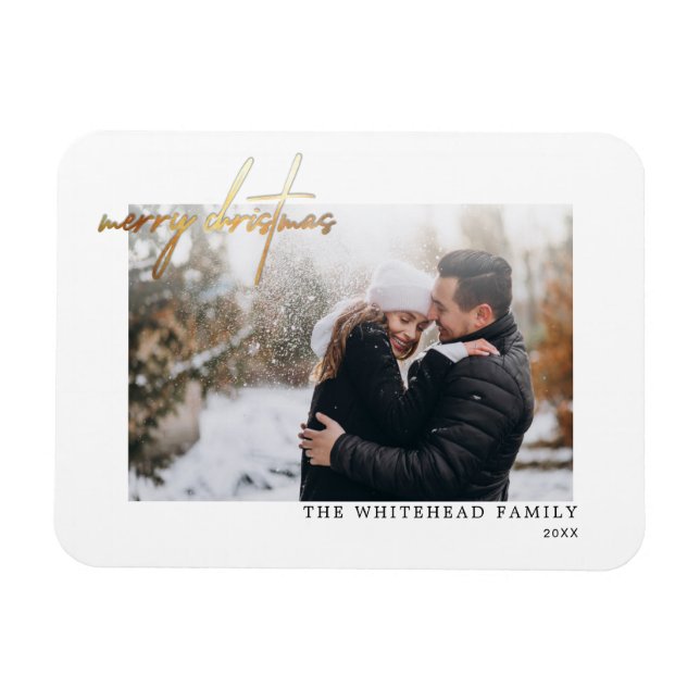 Íman Simples e Dourado Magneta de Cartão Branco de Feli (Horizontal)