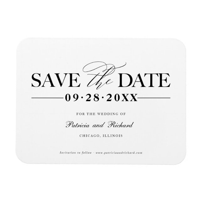 Íman Simples e Elegante Casamento Salvar a Data Sem Fot (Horizontal)