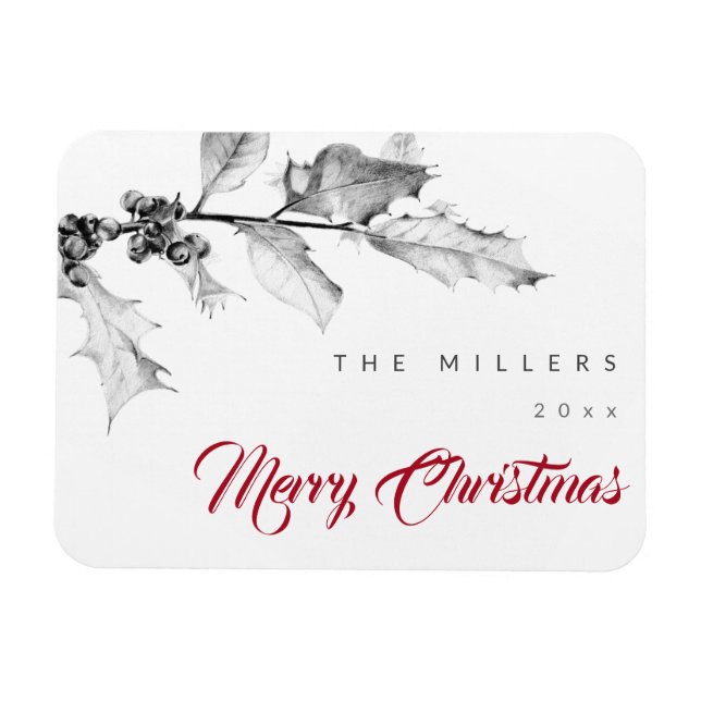 Íman Simples e Moderno Natal de Holly Branca Negra Dese (Horizontal)