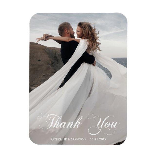Íman Simples Fotografia de Casamento Adicionar Nome e D (Vertical)
