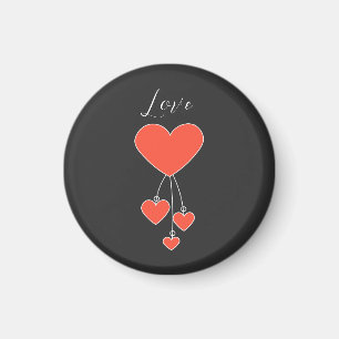 Íman Simples ilustração com corações escarlate "Love"