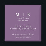 Íman Simples Lavanda Monograma Casamento Salvar a Data<br><div class="desc">Casamento de Monograma de Lavanda Contemporâneo Salve o Magnet de Data.</div>
