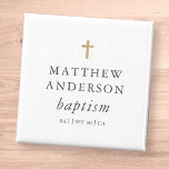 Íman Simples Moderno Elegante Cruzando Bebês Baptismo M<br><div class="desc">Design é composto por uma simples tipografia com sans serif e serif font.</div>