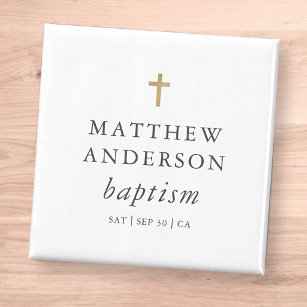Íman Simples Moderno Elegante Cruzando Bebês Baptismo M