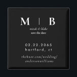 Íman Simples Monograma B/W Casamento Salvar a Data<br><div class="desc">Casamento de Monograma Branco e Preto Contemporâneo Salve o Magnete de Data. Simples.</div>