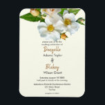 Íman Simples Rosas Brancos Sobre O Casamento Moderno De<br><div class="desc">Uma foto excelente de rosas brancos selvagens com seus centros amarelos, folhas verdes e filhotes é colocada contra um fundo de marfim pálido para um convite de casamento maravilhoso com um leve toque nostálgico. A sugestão de um país um tanto ou quanto antigo inspirada na fotografia do rosa é atualizada...</div>