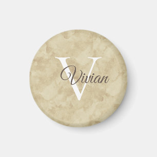 Íman Simples Sandy Beige Watercolor Monogramme Magnet