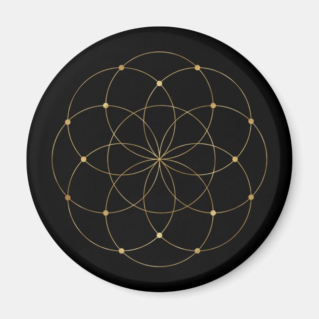 Íman Simples Semente Dourada da Geometria Sagrada da Vi (Frente)