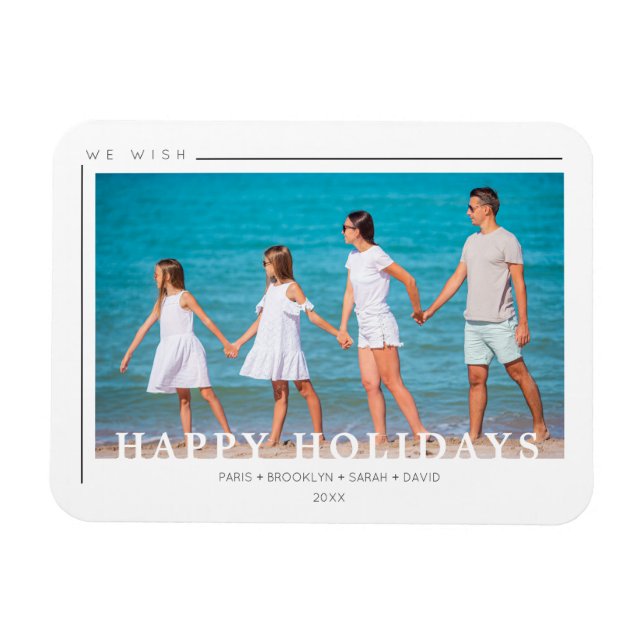 Íman Simples Tipografia de Natal Chic Foto Família (Horizontal)