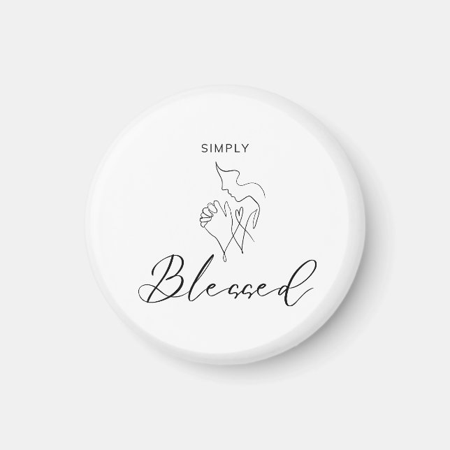 Íman Simplesmente Abençoado Desenho de Linha Minimalist (Frente)