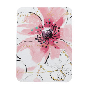 Íman Simplesmente aguarela do rosa floral