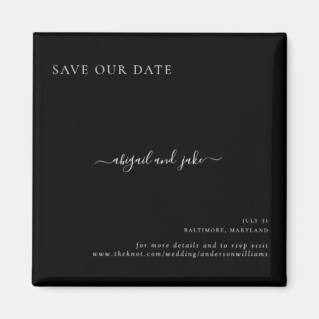 Íman Simplesmente Preto Casamento Salve nossa data (Frente)
