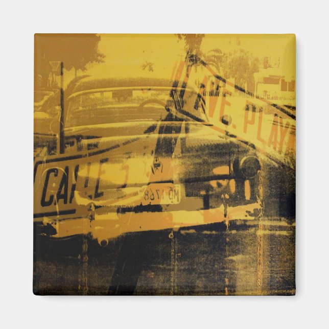 Íman Sinal amarelo de carro e rua (Frente)