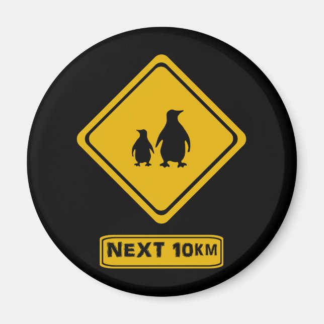 Íman sinal da estrada dos pinguins (Frente)