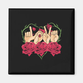 Íman Sinal de Amor Língua de Sinais Rosa Coração Consci
