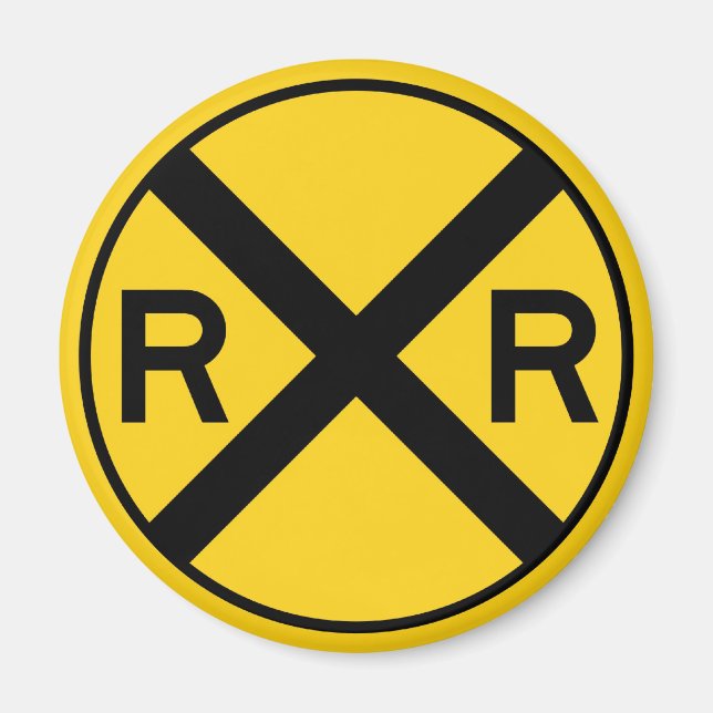 Íman Sinal de Aviso Preto e Amarelo Cruzamento Ferroviá (Frente)