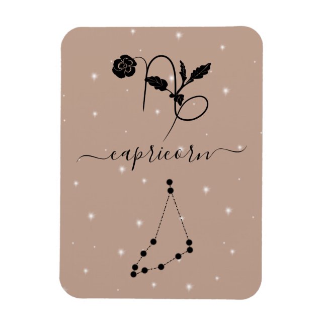 Íman Sinal de Capricórnio minimalista silhueta preta (Vertical)