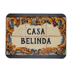 Íman Sinal de Casa Espanhol (texto personalizável)