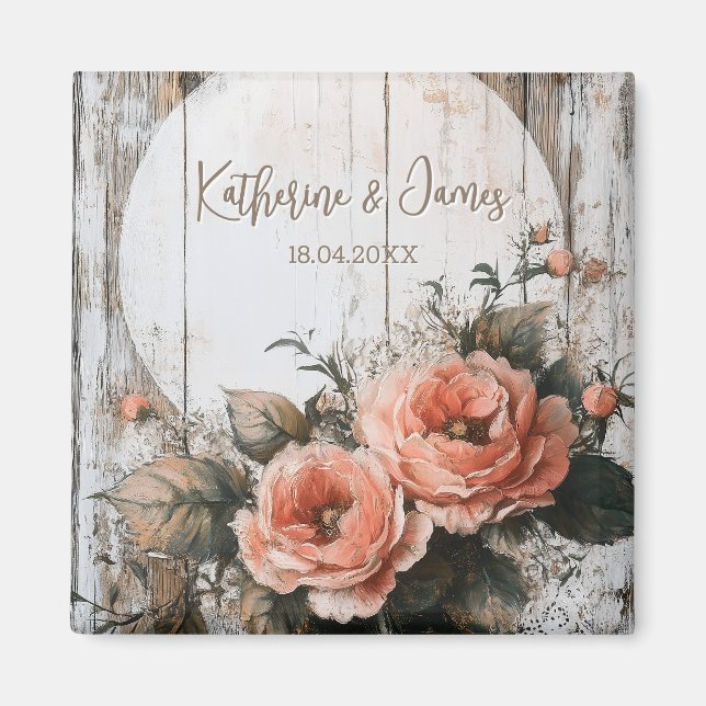 Íman Sinal de Casamento Russo com Nomes Personalizados  (Frente)