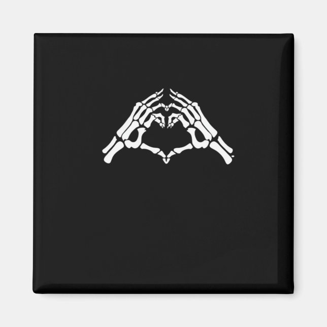 Íman Sinal De Coração E Mãos De Esqueleto (Frente)