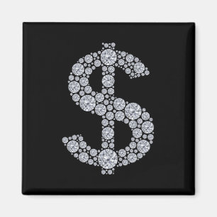 Íman Sinal de dólar Bling do diamante