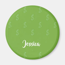 Íman Sinal de dólar branco em verde