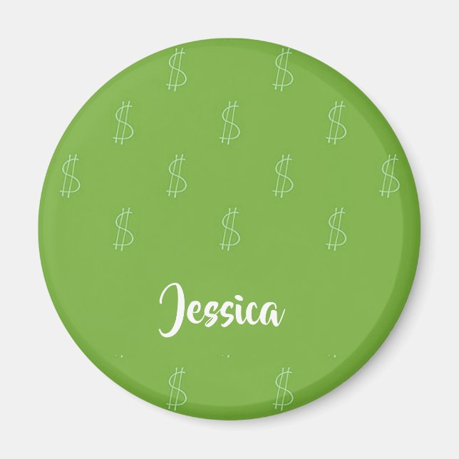 Íman Sinal de dólar branco em verde (Frente)