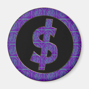 ÍMAN SINAL DE DÓLAR RETRO ROXO