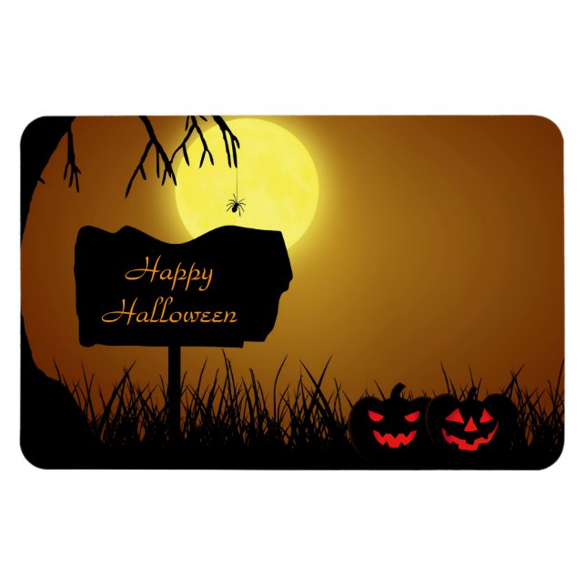 Íman Sinal de Halloween com Pumpkins - Magnet flexível (Horizontal)