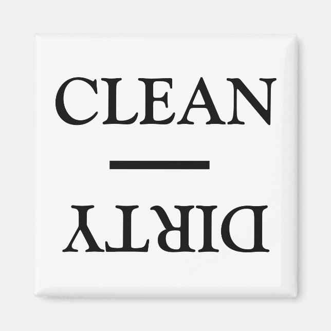 Íman Sinal de lavadora de louça branca e suja limpa (Frente)