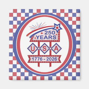 Íman Sinal de Letreiro Retro EUA 250º Aniversário 1776-