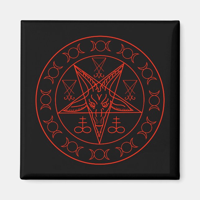Íman Sinal de lua tripla do Baphomet e santo de lucifer (Frente)