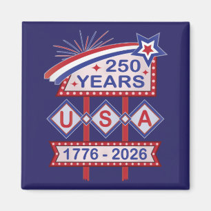 Íman Sinal de Marquee do 250º Aniversário Retro EUA 177