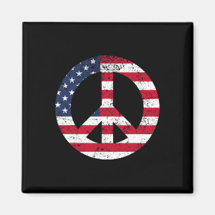 Íman Sinal de Paz Bandeira Patriótica EUA Paz e Amor