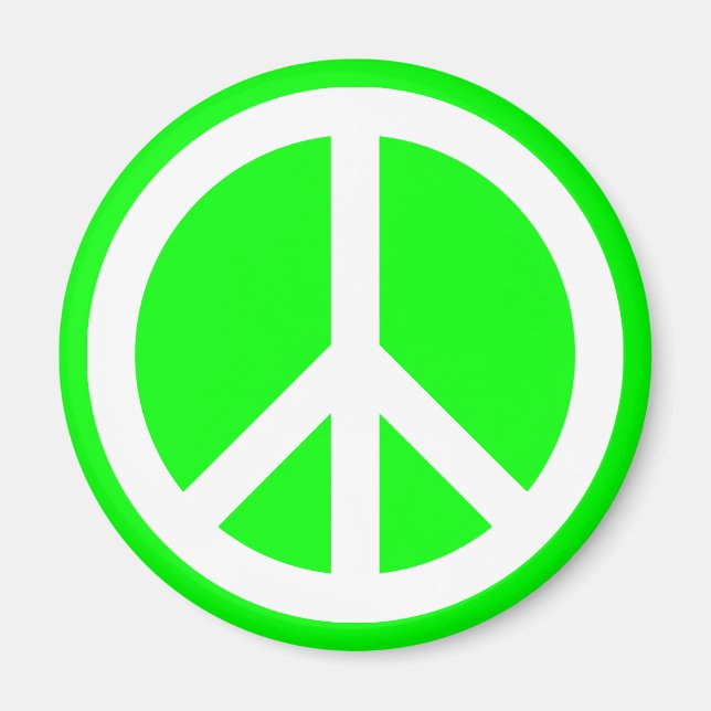 Íman Sinal de Paz Branco sobre Fundo Verde Lima (Frente)